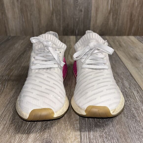 Adidas NMD R2 Primeknit BY9954 Women’s US Size 7.5 White Pink Sneaker Shoes - Picture 3 of 11